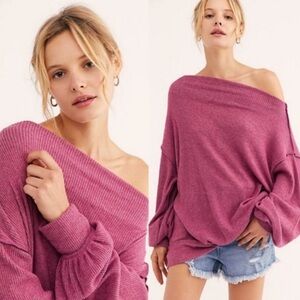 We The Free Women's Main Squeeze Hacci Berry Pink Top, Size small